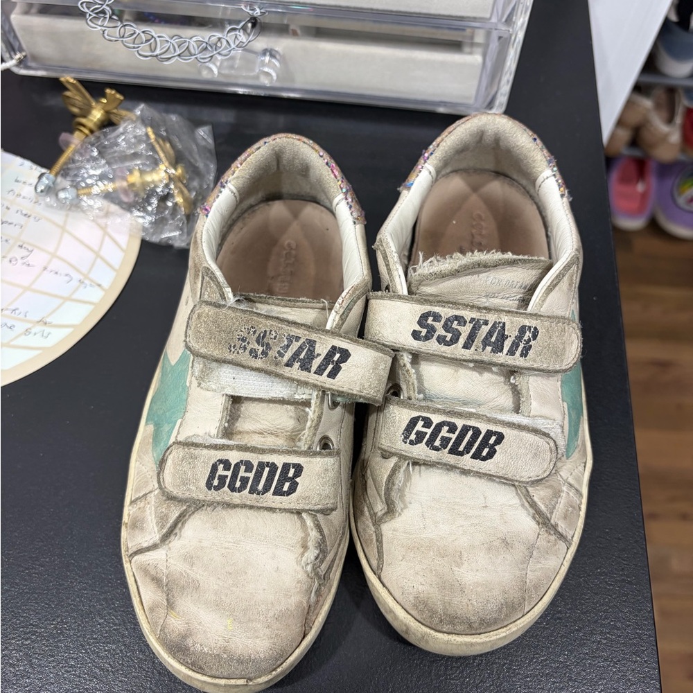 Golden Goose Kids Sneakers - Cream and Green